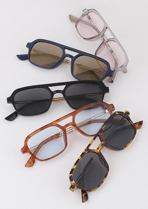 Fashion Square Aviator Sunglasses For Men Women Vintage Metal Gradient  Glasses